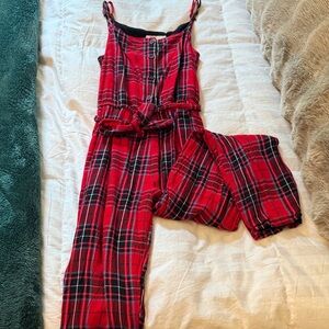 Plaid Red Girls Romper